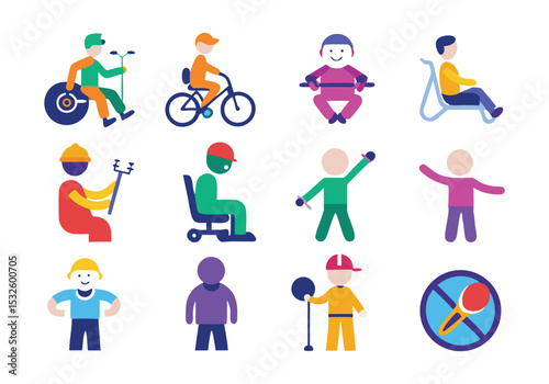 Inclusive Icons Diverse People with Disabilities Engaging in Activities