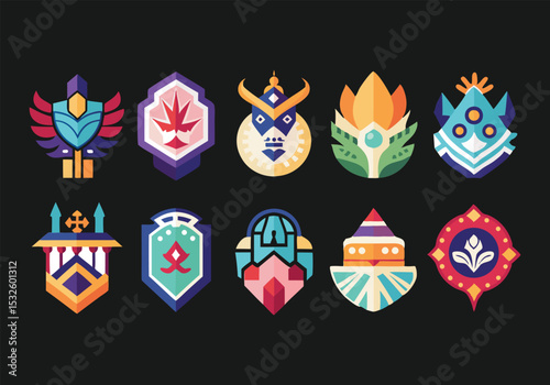 Collection of Colorful Geometric and Symbolic Badges and Emblems