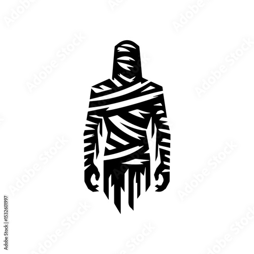 Silhouette of a wrapped mummy figure, a classic Halloween icon.