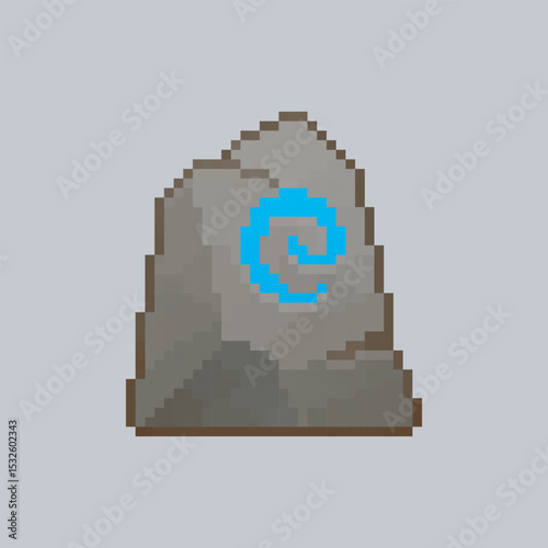 stone with magical sign in pixel art style