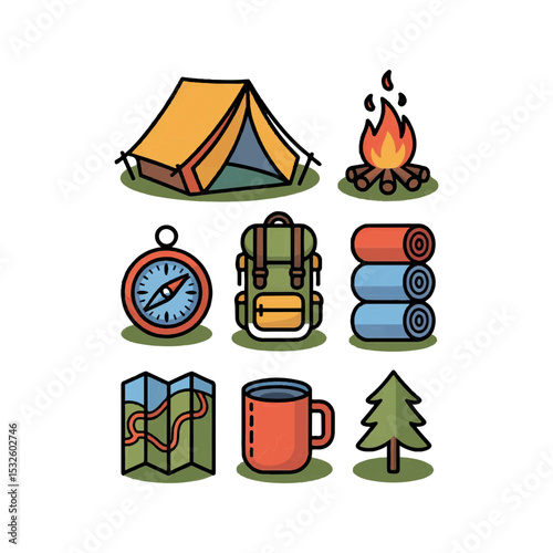 vector illustration of camping icons