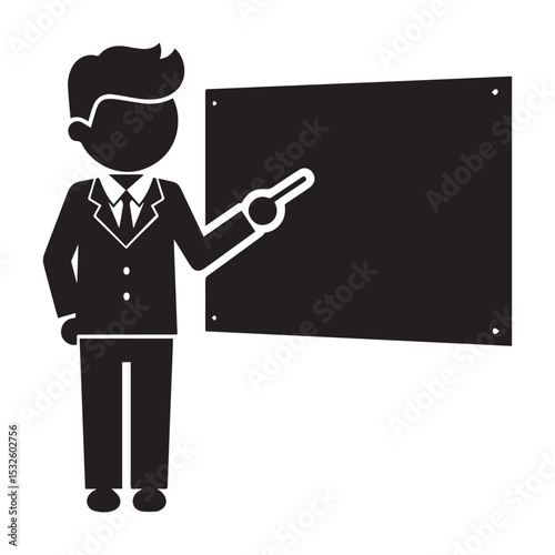Businessman Presenting on a Blank Board