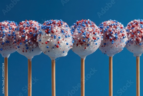 Patriotic cake pops on blue background