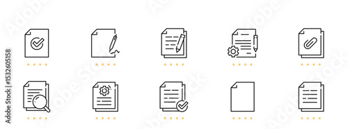 Document related line icons. Editable stroke