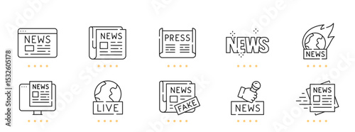 Mass media related line icons. Editable stroke