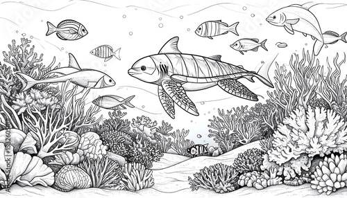 Wallpaper Mural Black and white underwater scene Torontodigital.ca