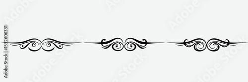 Set of three decorative page dividers with elegant swirls on a transparent background

