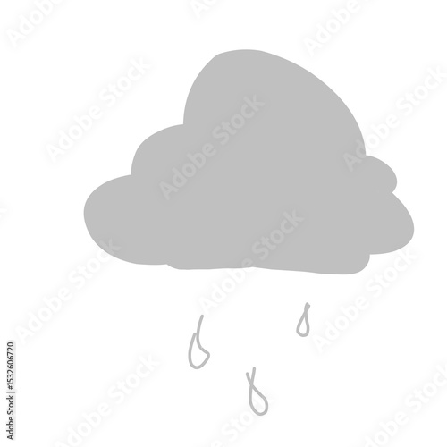 Minimalist Gray Rain Cloud Illustration – Simple Weather Icon