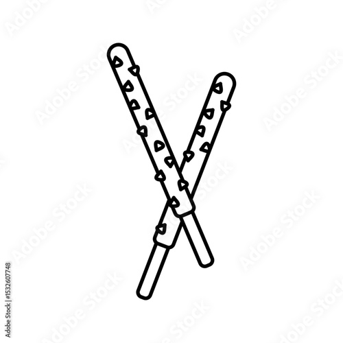 Stick Snack Outline style, chocolate coated biscuit sticks, perfect for dessert menus, packaging, and sweet celebration elements.