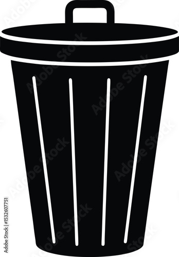 Trash bin – black silhouette on white background
