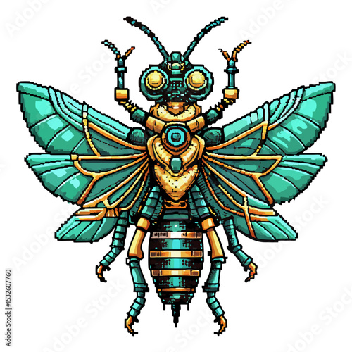 Futuristic Cybernetic Insect Steampunk Robot with Intricate Mechanical Design
