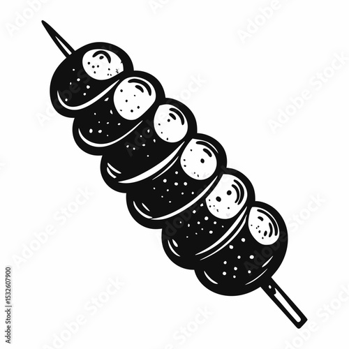 Grilled Spiral Potato Skewer in Black and White  Art