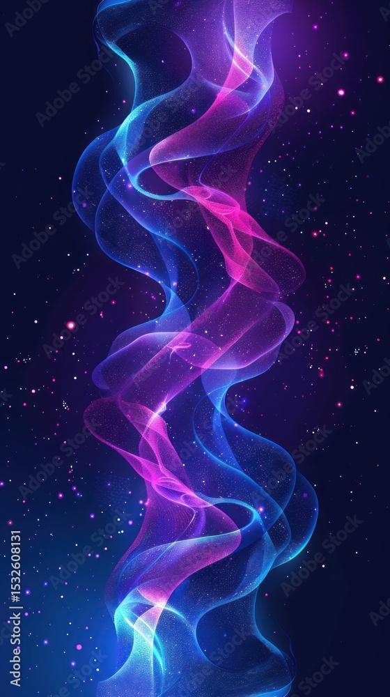 Abstract swirling neon smoke in dark space background Abstract swirling neon smoke in dark space background