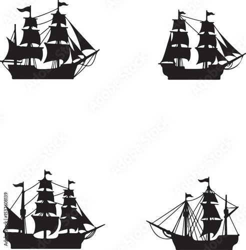 Vintage Sailing Ship Silhouettes – Black & White Nautical Vector Set

Old and Modern Ship Illustrations – Maritime Silhouette Collection

Historic Sailboat and Cargo Ship Silhouettes – Nautical Vector