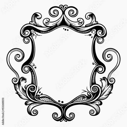 Baroque Ornamental Frame with Floral Swirls and Decorative Elements