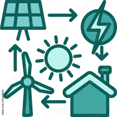 Smart Grid Technology solid icon