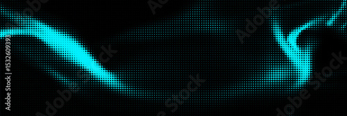 Grunge halftone overlay background with smoke or fire motion texture. Neon blue color y2k aesthetics. Vector backdrop design template and creative projects