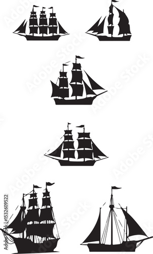 Vintage Sailing Ship Silhouettes – Black & White Nautical Vector Set

Old and Modern Ship Illustrations – Maritime Silhouette Collection

Historic Sailboat and Cargo Ship Silhouettes – Nautical Vector