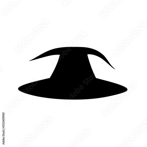 Spooky witch hat icon vector representing mystical powers and dark fantasy themes 