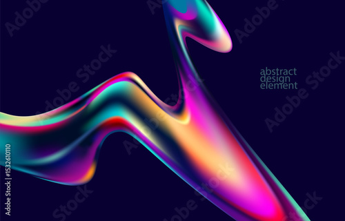 Abstract background of fluid iridescent shape. Elegant colorful wallpaper.