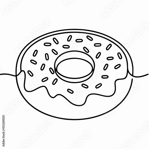 Delicious donut with chocolate icing and sprinkles. Sweet donut floating on water. Donut dessert concept for summer menu design or food blog post.