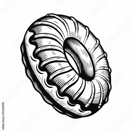 Delicious donut with glazed icing, sweet treat for coffee break. Donut illustration features detailed frosting and pastry texture. This donut image is perfect for bakery menu, cafe advertising,