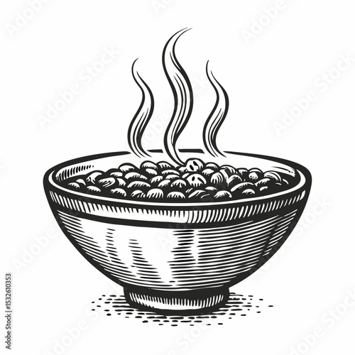 Delicious lentil soup in bowl. Warm lentil soup perfect for cozy autumn evenings. Lentil soup illustration for cookbook, restaurant menu, or food blog.