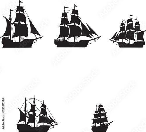 Vintage Sailing Ship Silhouettes – Black & White Nautical Vector Set

Old and Modern Ship Illustrations – Maritime Silhouette Collection

Historic Sailboat and Cargo Ship Silhouettes – Nautical Vector
