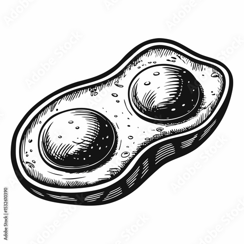 Delicious omelette in avocado boat.  Simple omelette recipe with two eggs cooked in avocado half. This graphic omelette illustration is perfect for cooking blogs and restaurant menus.