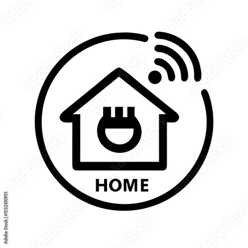Smart home button icon for app interface. Smart home system control panel button design.  Modern smart home automation technology button for website or mobile app.