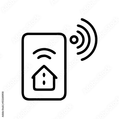Smart home control app interface. Smartphone app displays home automation system.  Control smart home devices remotely with intuitive interface.