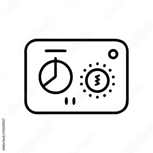 Smart thermostat digital interface with temperature control dial and energy consumption chart. Modern thermostat design for home automation system.