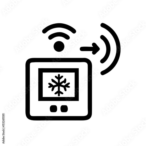Smart thermostat icon for home automation system. Modern digital thermostat control panel with wifi signal.  This smart thermostat image is perfect for app interface design, website development,