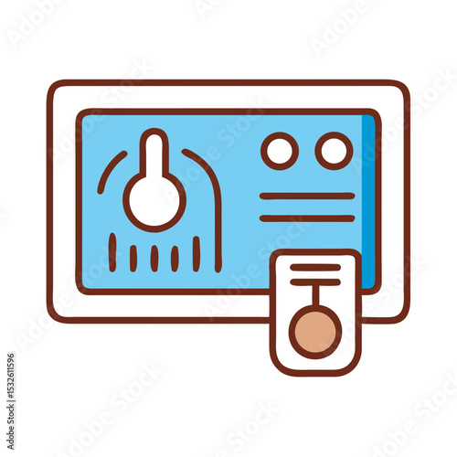 Smart thermostat control panel digital interface. Modern home automation system with temperature regulation app. Digital thermostat for convenient climate control, improving home energy efficiency.
