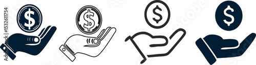 Charity donation icon with dollar sign. Vector illustration for fundraising, nonprofit, or crowdfunding concepts.