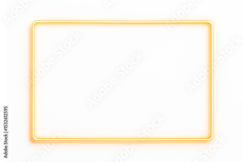 A rectangular neon frame in warm orange color with consistent glow, set against a transparent background.