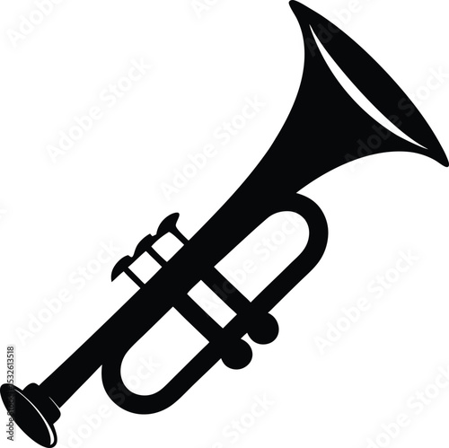 Trumpet – black silhouette on white background