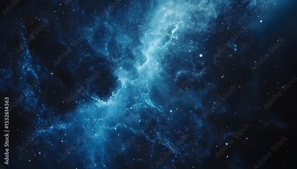 Fototapeta premium A cosmic nebula of deep space, filled with swirling blues and blacks.