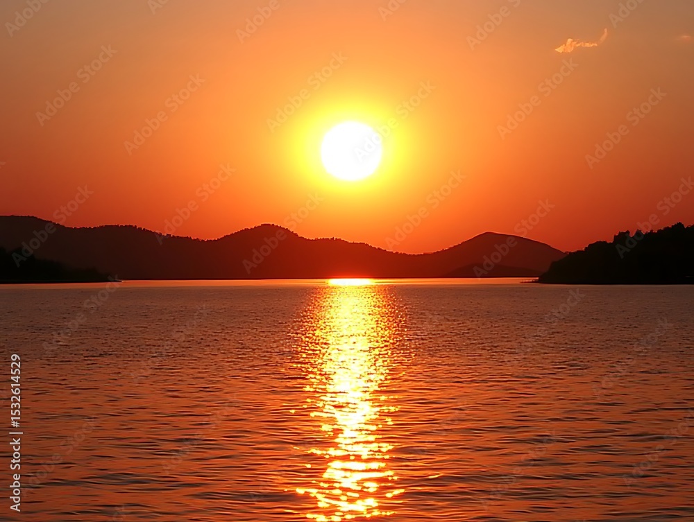 Sunset over water, vibrant colors Sunset over water, vibrant colors