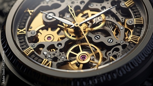 A photo of a mechanical watch with visible gears