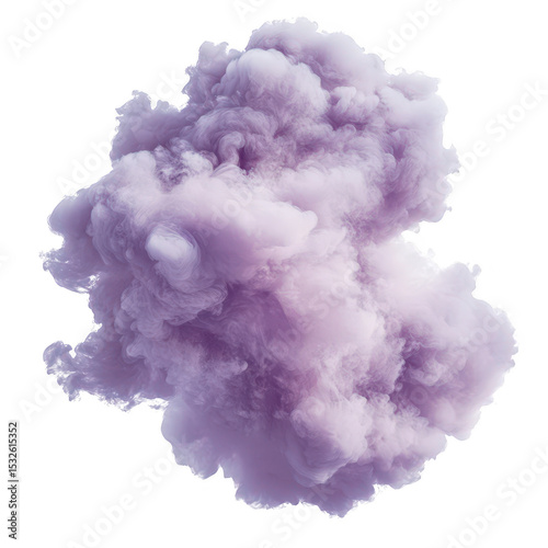 Lavender smoke plume image isolated on transparent background