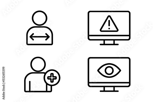 User management and security icons on dark background
