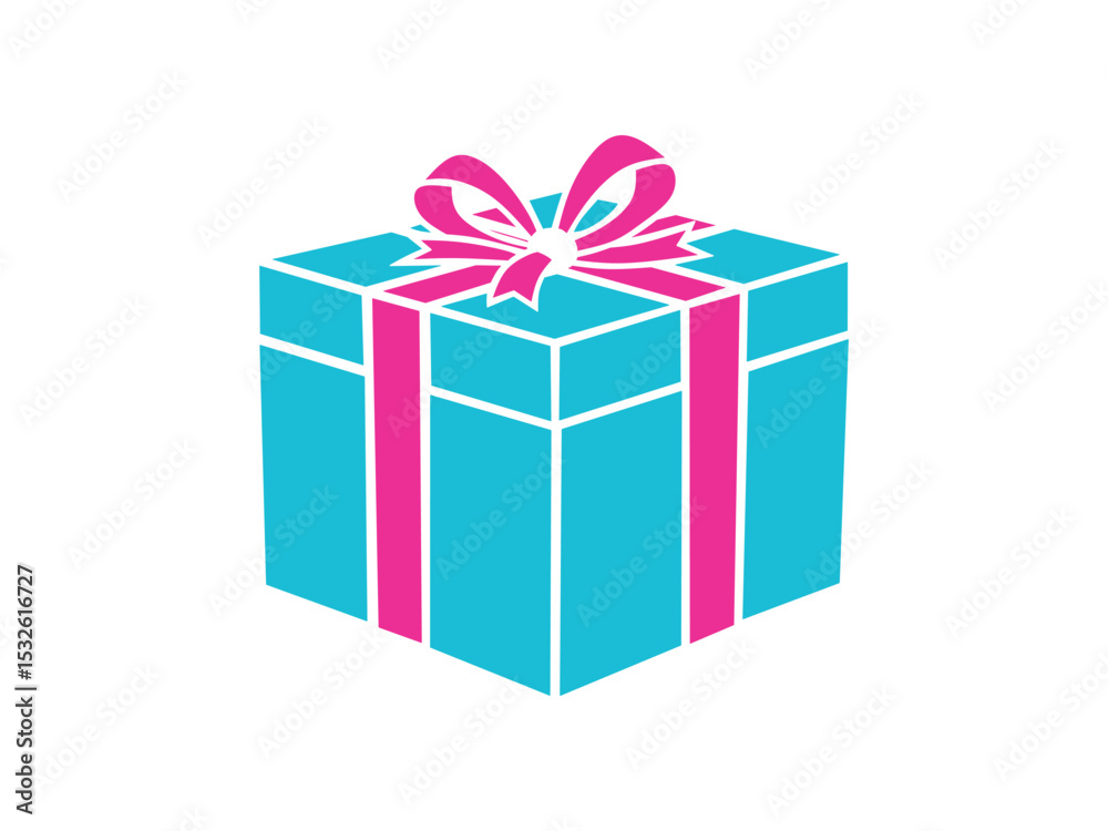 Obraz premium Blue with pink gift box isolated on white background 