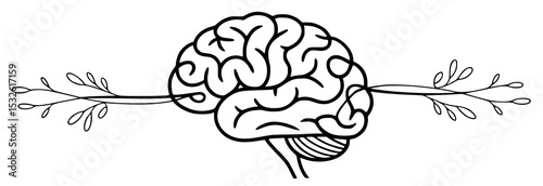 Brain with floral connection vector illustration