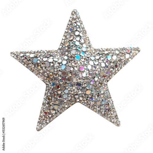 Sparkling rhinestone star decoration isolated on transparent background