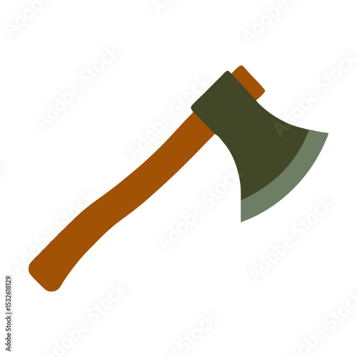 Ax with a wooden handle and a sharp blade designed for chopping wood or outdoor activities