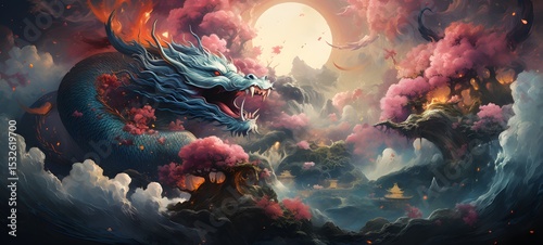Galaxy Version of lotus dragon world, ai generative