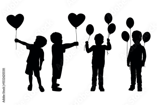set of silhouettes of boys in different movements