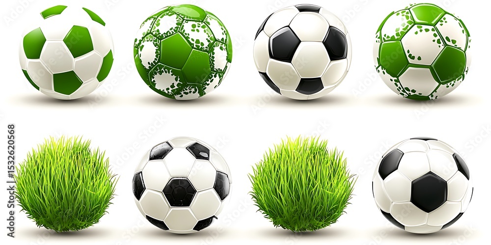 Naklejka premium Soccer Balls and Grass