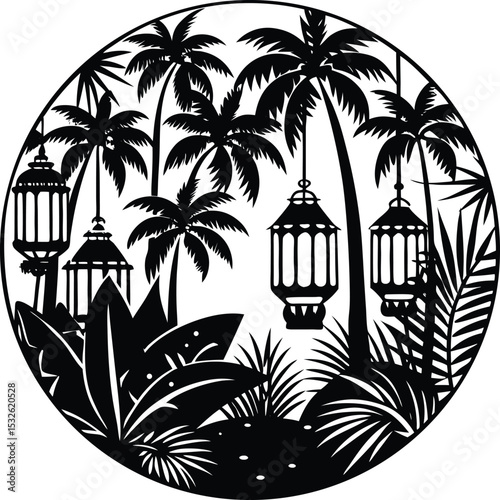 tropical island with palm trees